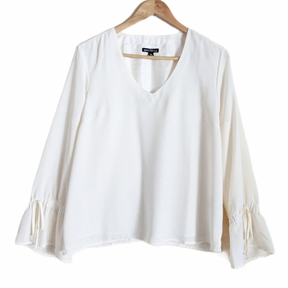 J. CREW MERCANTILE Balloon Sleeve Cream Blouse